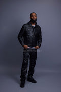 Men's Jax 2.0 Jean Jacket & Leather Cargo Pants [Black]