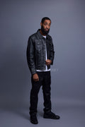 Men's Dylan Leather Jean Jacket And Cargo Pants Set [Black]