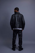 Men's Dylan Leather Jean Jacket And Cargo Pants Set [Black/Black]