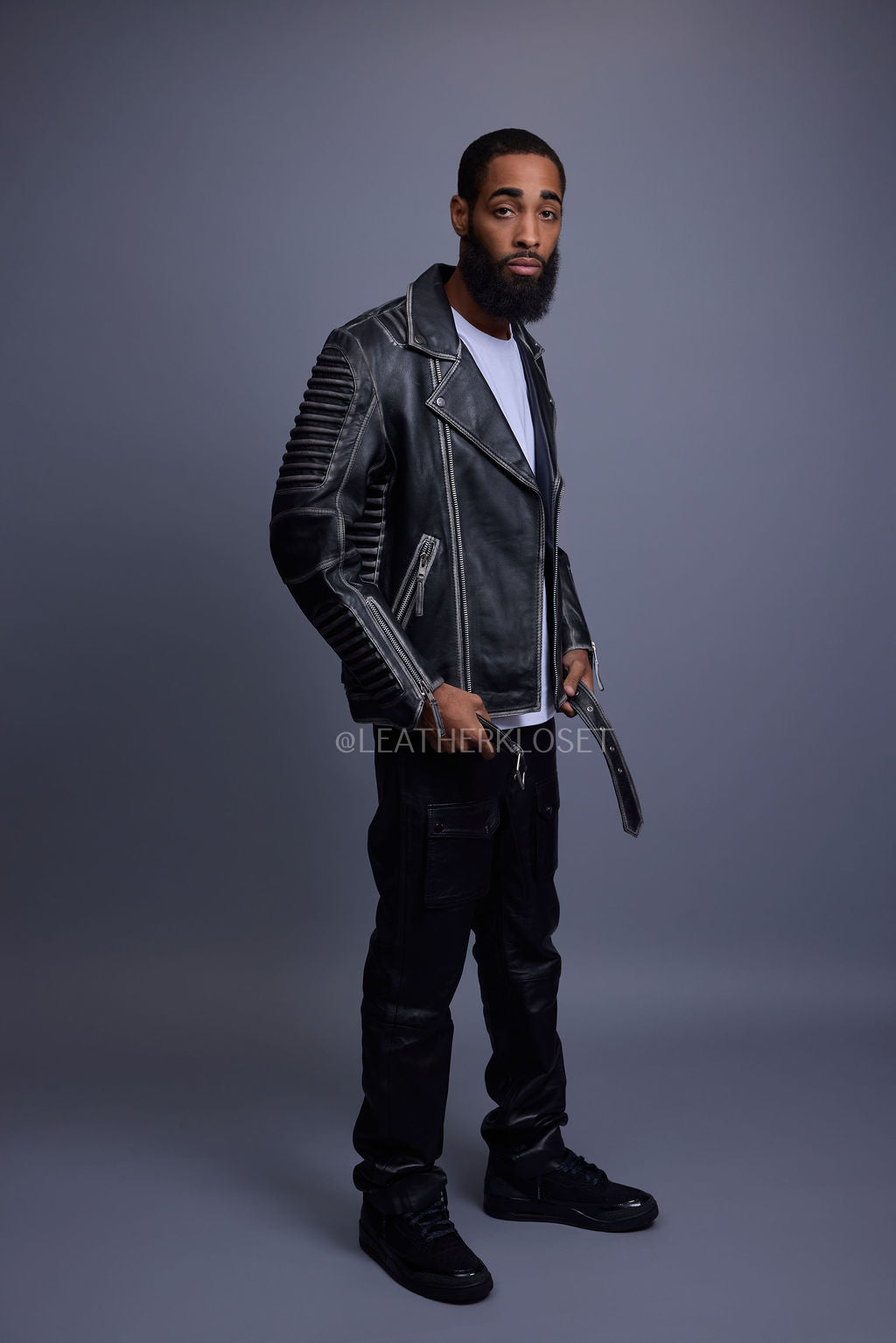 Men's Trey Biker Jacket [Black Distressed]