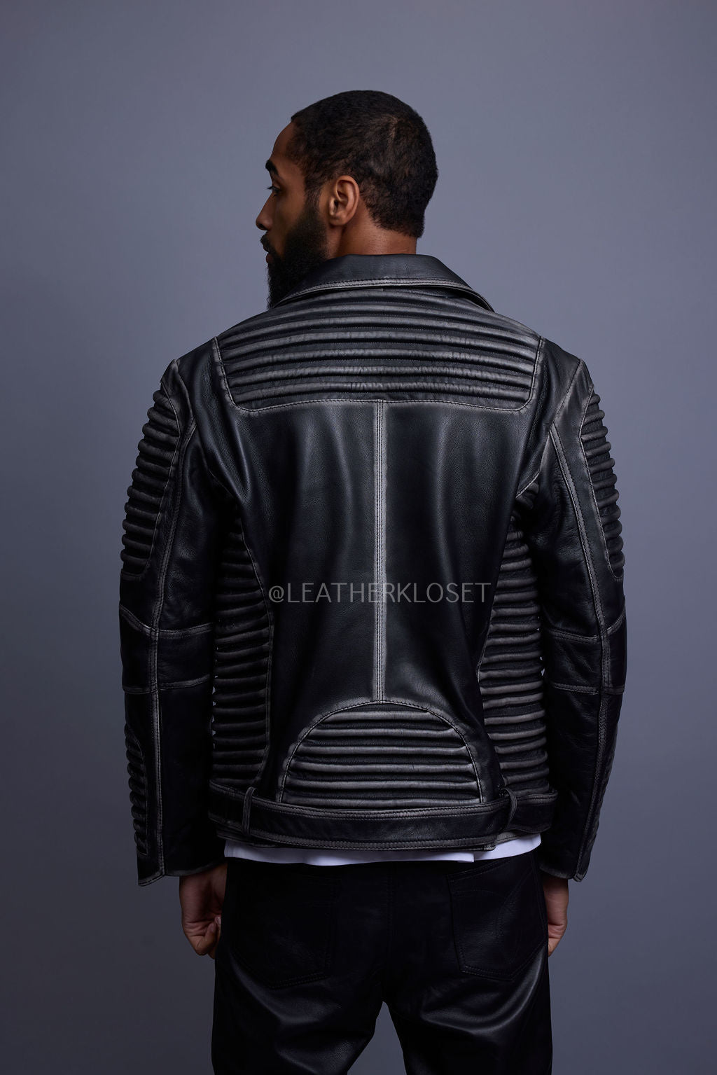 Men's Trey Biker Jacket [Black Distressed]