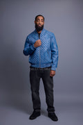 Men's Lucas Quilted Leather Bomber Jacket [Denim Leather]