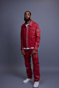 Men's Jax 2.0 Jean Jacket & Leather Cargo Pants [Red]