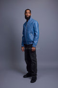 Men's Lucas Quilted Leather Bomber Jacket [Denim Leather]