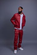 Men's Jax 2.0 Jean Jacket & Leather Cargo Pants [Red]