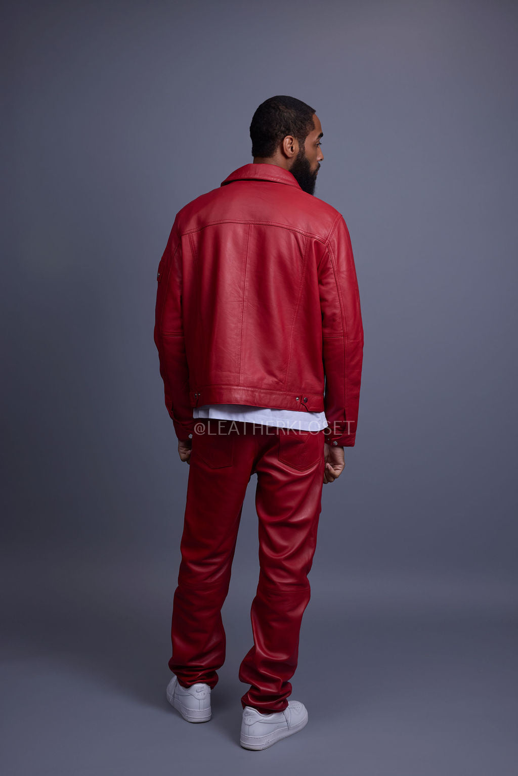 Men's Jax 2.0 Jean Jacket & Leather Cargo Pants [Red]