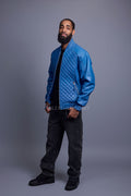 Men's Lucas Quilted Leather Bomber Jacket [Royal Blue]