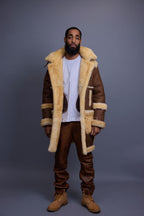 Men's Stealth Real Sheepskin Shearling Duffle [Suede Whiskey]