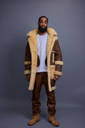 Men's Stealth Real Sheepskin Shearling Duffle [Suede Whiskey]