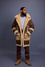 Men's Stealth Real Sheepskin Shearling Duffle [Suede Whiskey]