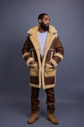 Men's Stealth Real Sheepskin Shearling Duffle [Suede Whiskey]
