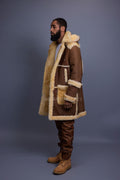 Men's Stealth Real Sheepskin Shearling Duffle [Suede Whiskey]