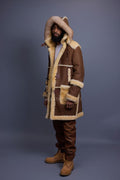 Men's Stealth Real Sheepskin Shearling Duffle [Suede Whiskey]