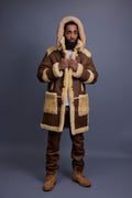 Men's Stealth Real Sheepskin Shearling Duffle [Suede Whiskey]