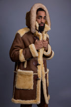 Men's Stealth Real Sheepskin Shearling Duffle [Suede Whiskey]