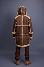 Men's Stealth Real Sheepskin Shearling Duffle [Suede Whiskey]