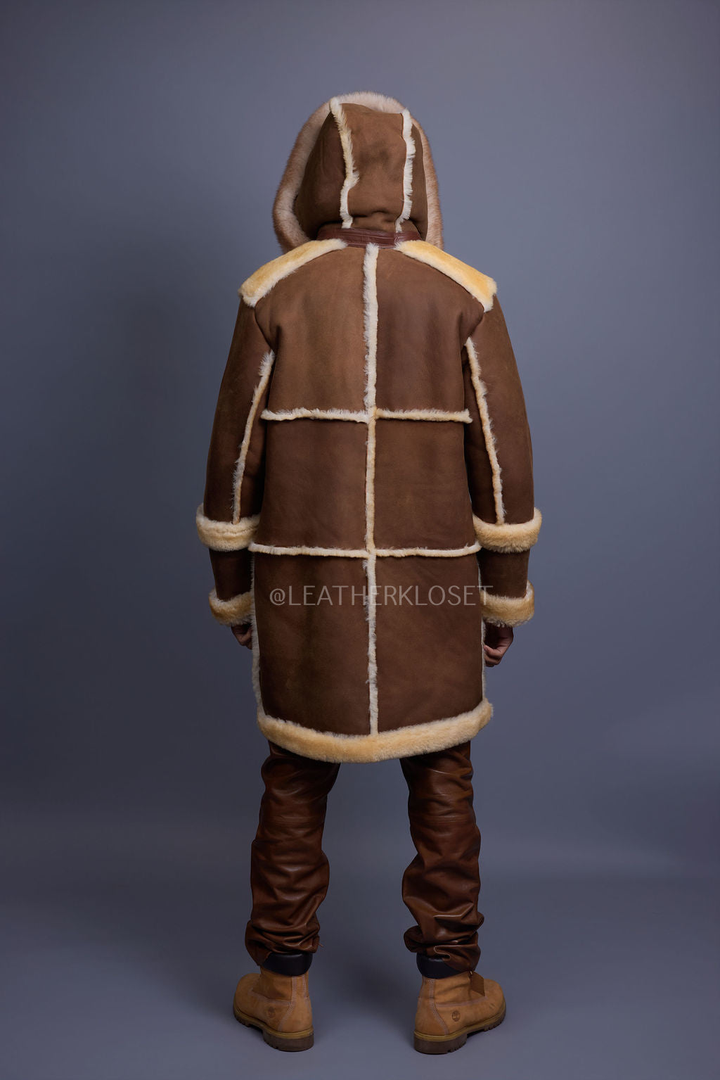 Men's Stealth Real Sheepskin Shearling Duffle [Suede Whiskey]