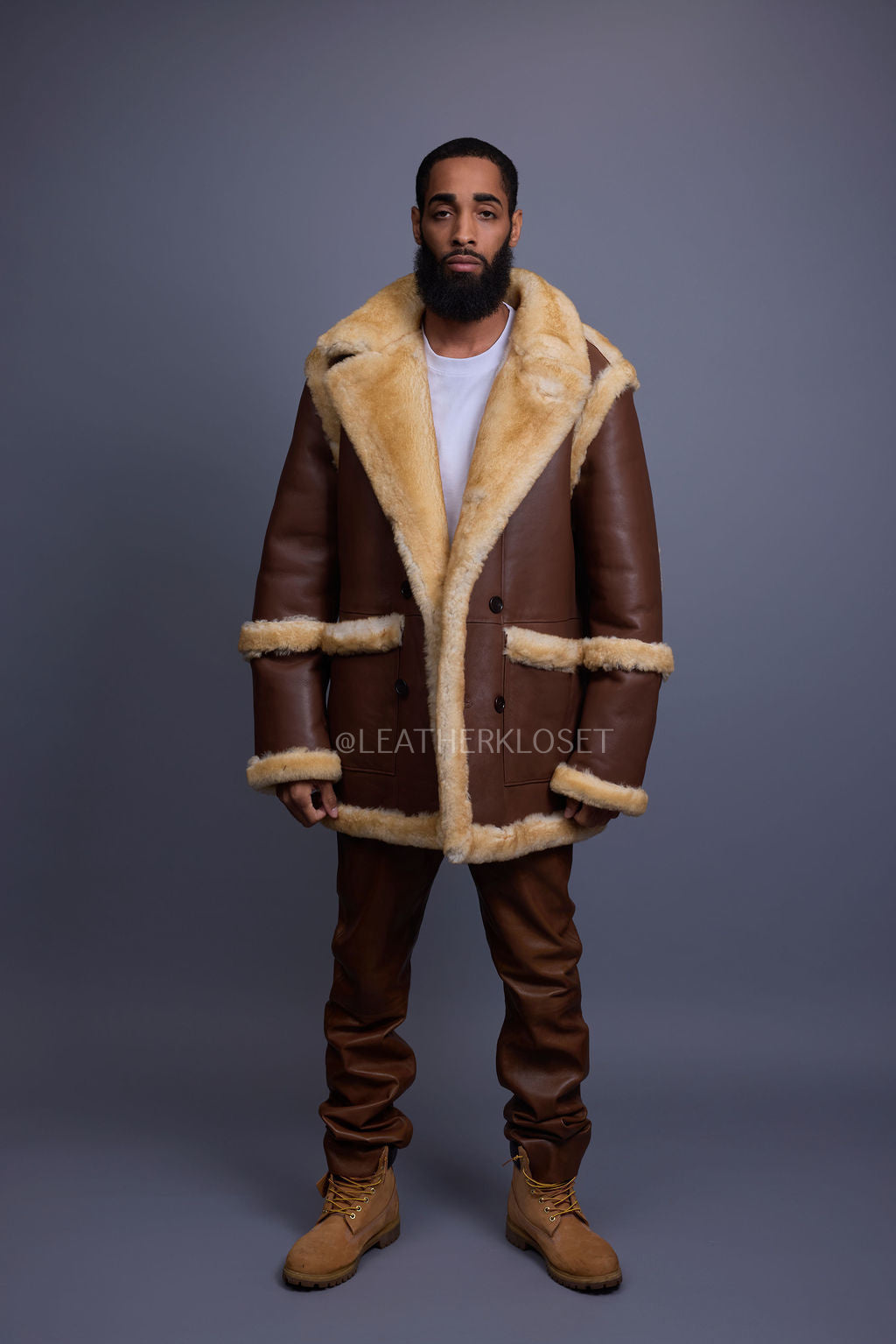 Men's Cole Sheepskin Shearling 3/4 Jacket [Whiskey] – LeatherKloset