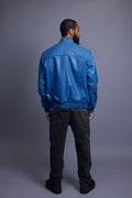 Men's Lucas Quilted Leather Bomber Jacket [Royal Blue]