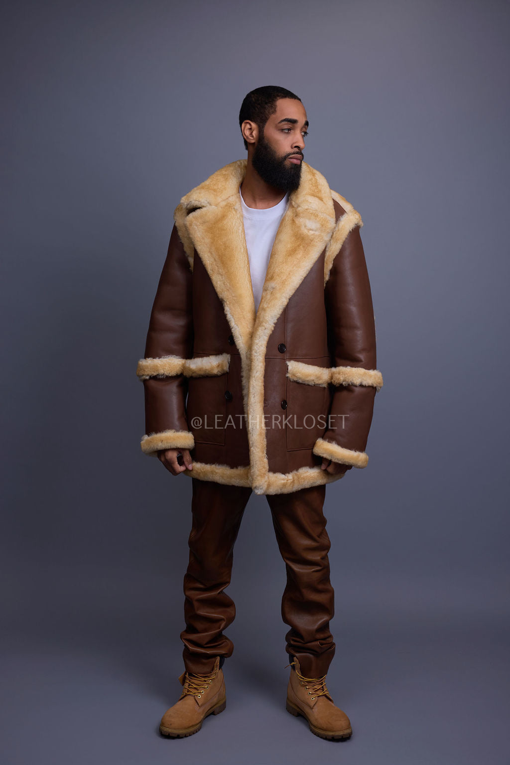 Men's Cole Sheepskin Shearling 3/4 Jacket [Whiskey] – LeatherKloset