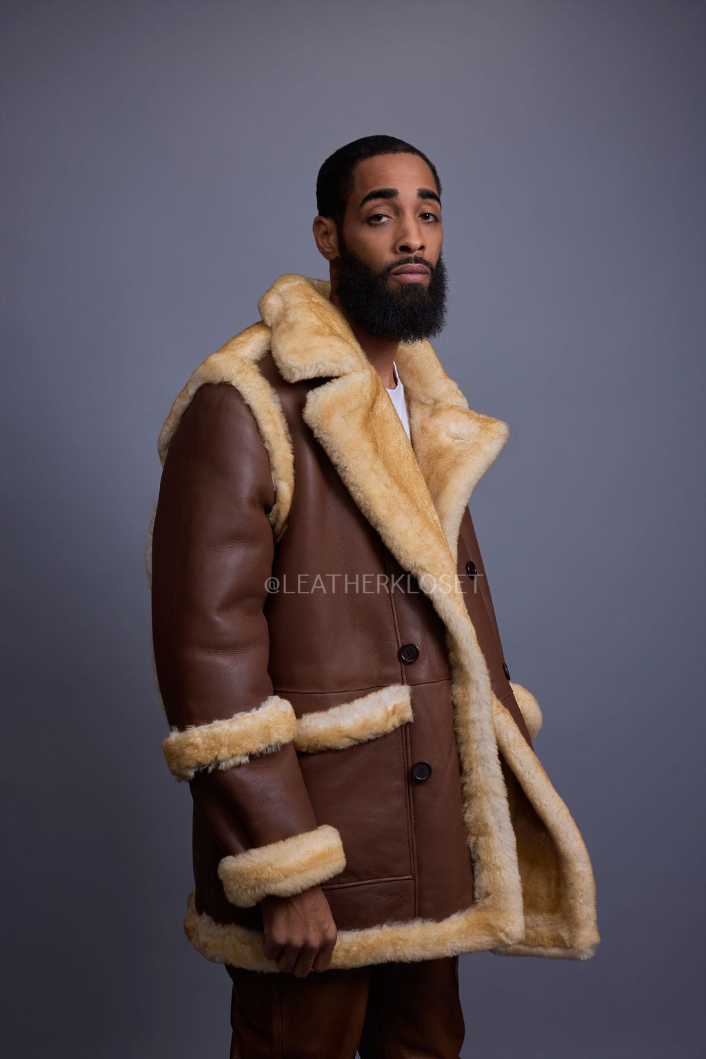 Men's Cole Sheepskin Shearling 3/4 Jacket [Whiskey]