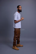 Men's Leather Jean Pants [Toffee]