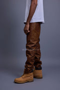 Men's Leather Jean Pants [Toffee]