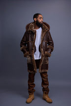 Men's Stealth Real Sheepskin Shearling Duffle [Brown]