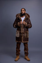 Men's Stealth Real Sheepskin Shearling Duffle [Brown]