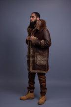 Men's Stealth Real Sheepskin Shearling Duffle [Brown]