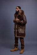 Men's Stealth Real Sheepskin Shearling Duffle [Brown]
