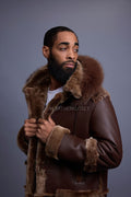 Men's Stealth Real Sheepskin Shearling Duffle [Brown]