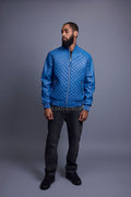 Men's Lucas Quilted Leather Bomber Jacket [Royal Blue]
