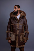 Men's Stealth Real Sheepskin Shearling Duffle [Brown]