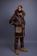 Men's Stealth Real Sheepskin Shearling Duffle [Brown]
