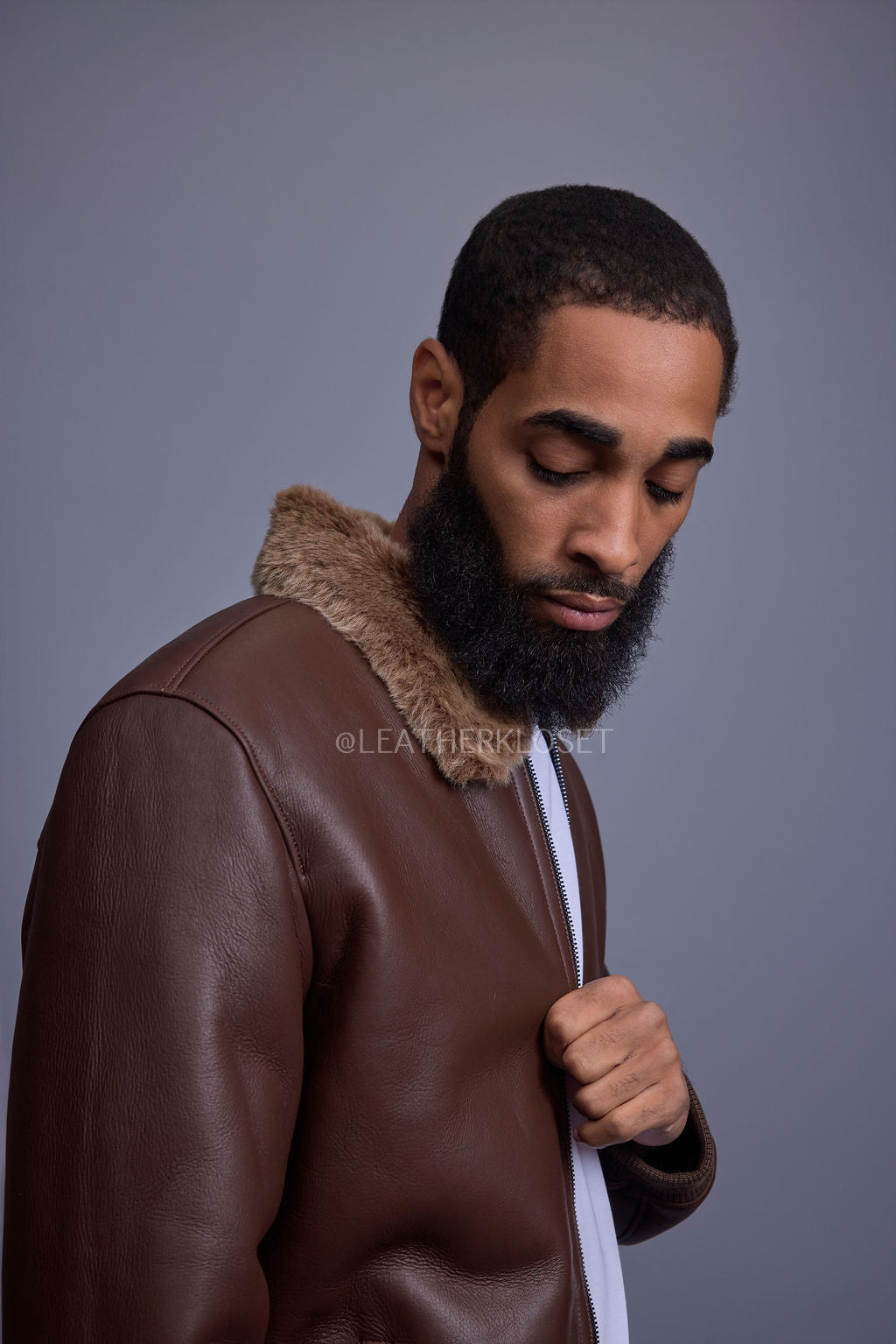 Men's Shearling Pilot Jacket [Brown]