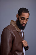 Men's Shearling Pilot Jacket [Brown]