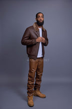 Men's Shearling Pilot Jacket [Brown]