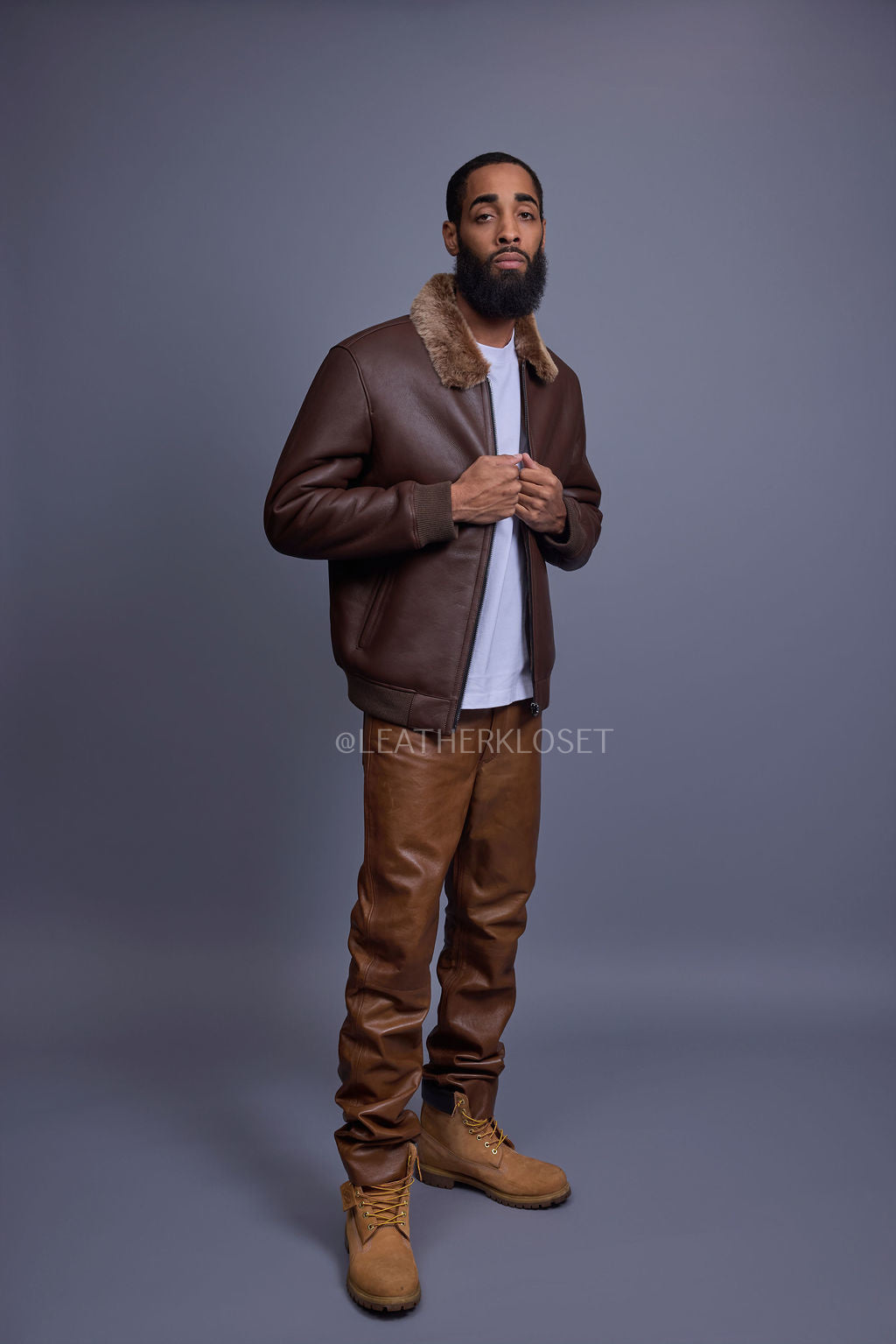 Men's Shearling Pilot Jacket [Brown]