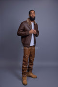Men's Shearling Pilot Jacket [Brown]