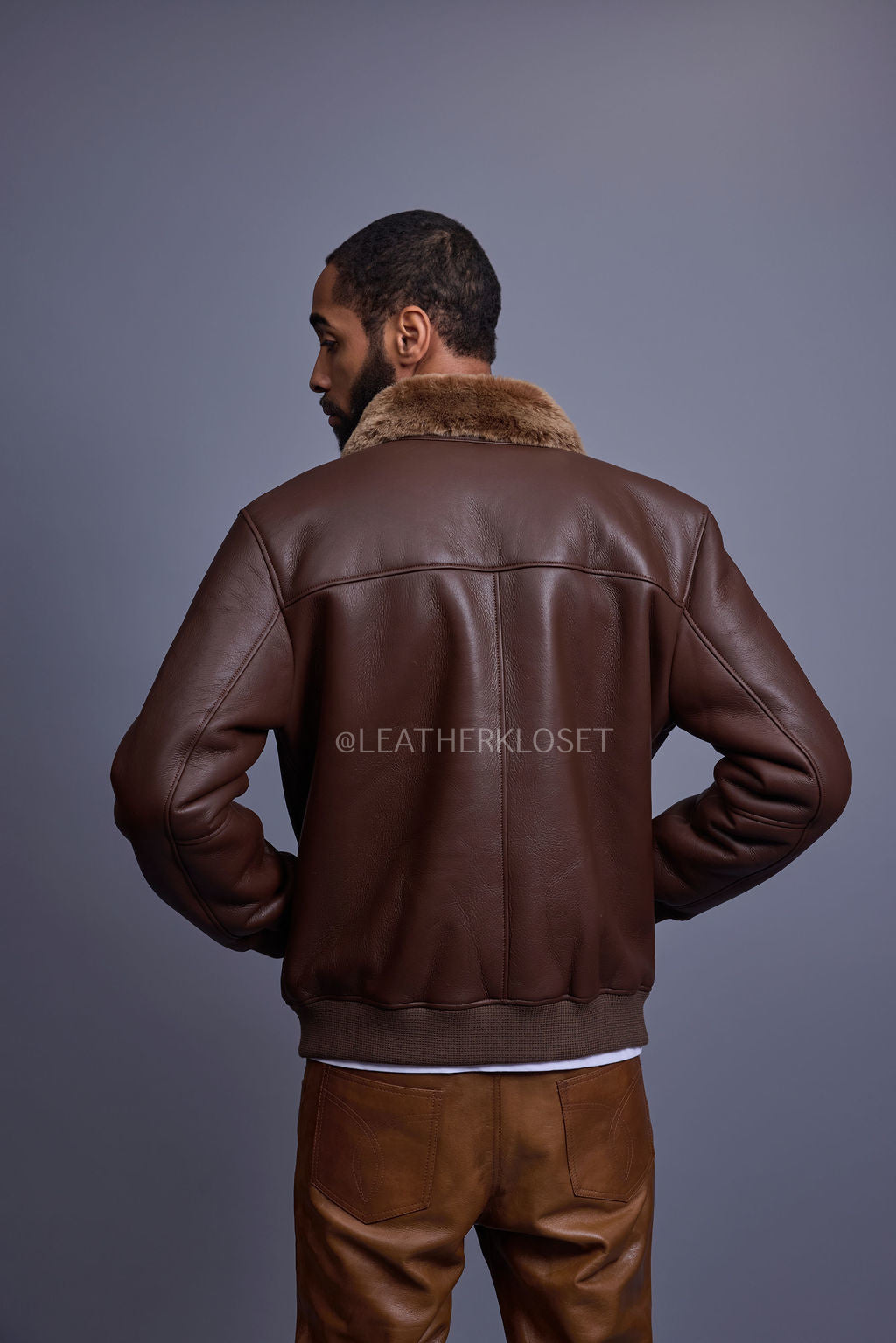 Men's Shearling Pilot Jacket [Brown]