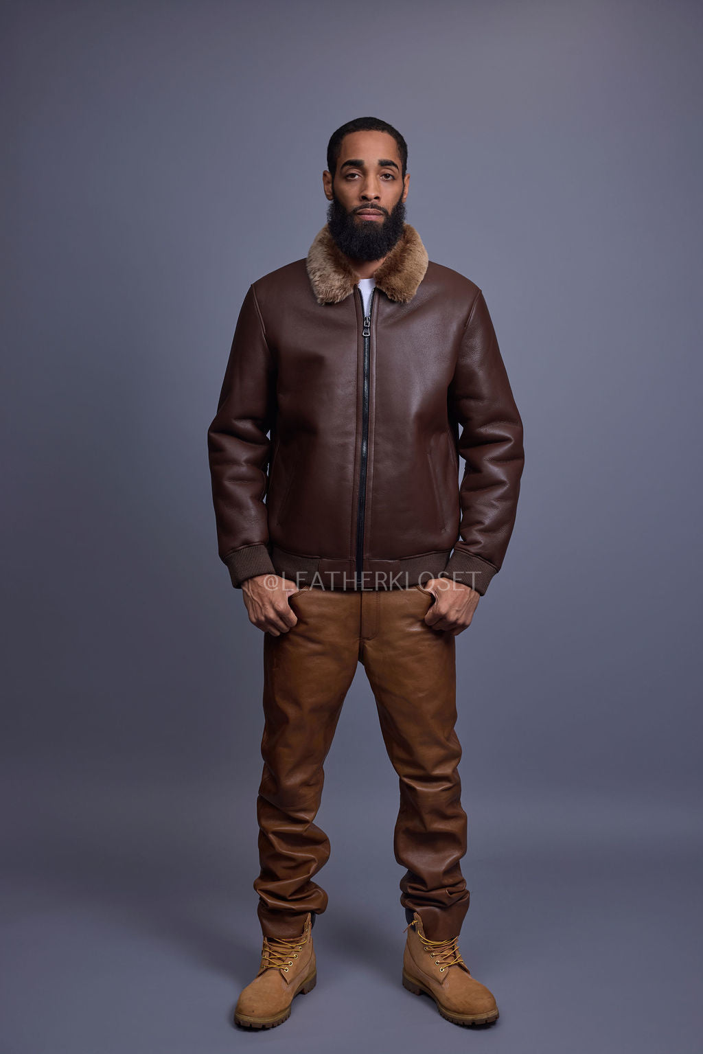 Men's Shearling Pilot Jacket [Brown]