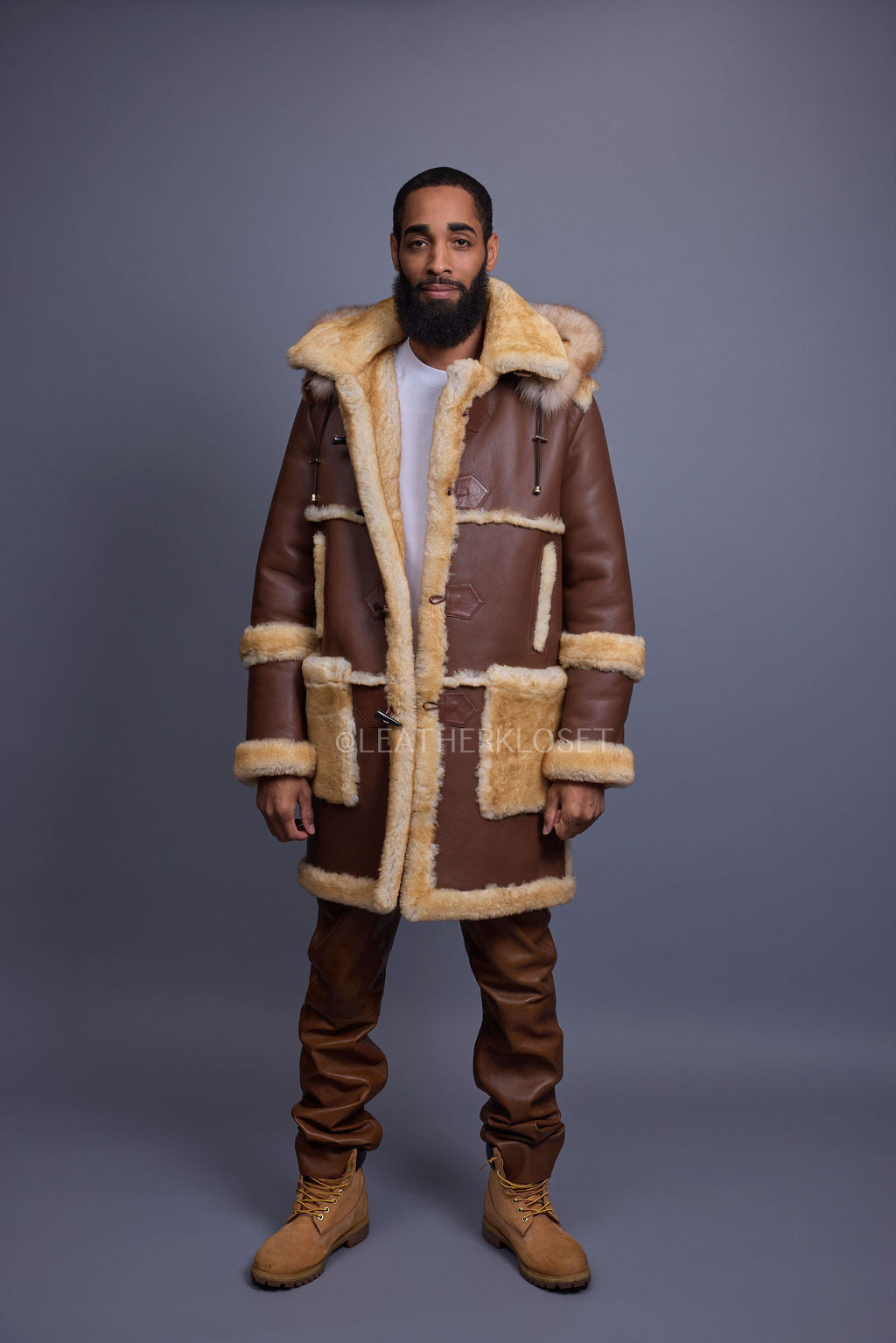 Men's Stealth Real Sheepskin Shearling Duffle [Napa Whiskey]