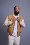 Men's Baseball Multi Color Jacket [Wheat/Beige]