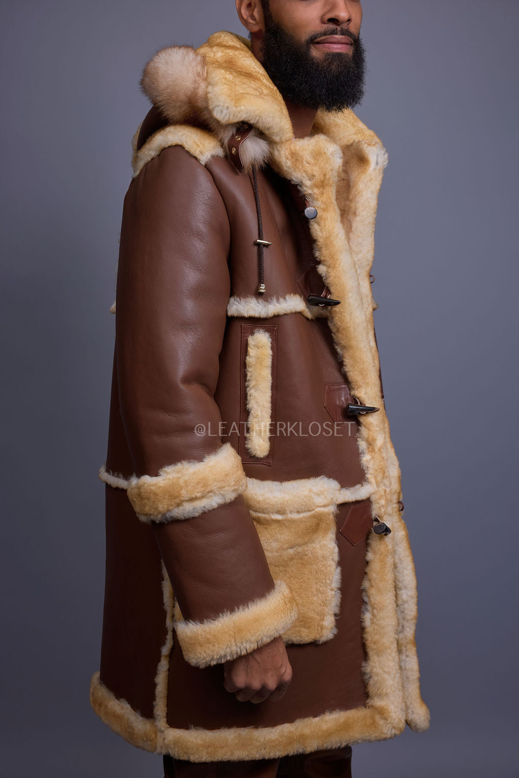 Men's Stealth Real Sheepskin Shearling Duffle [Napa Whiskey]