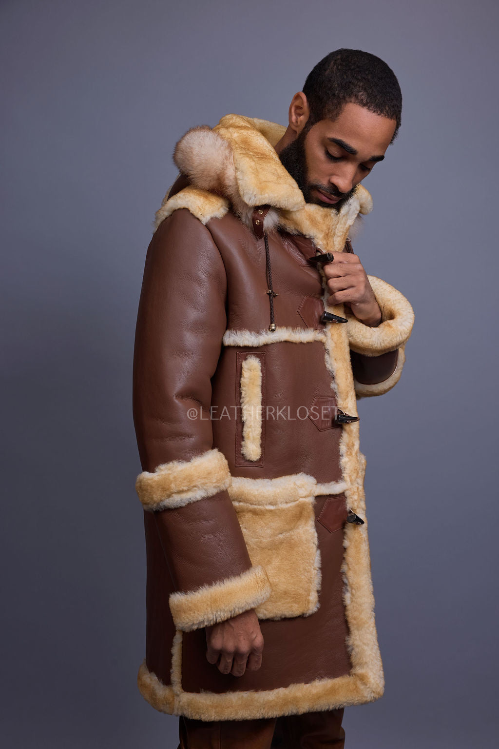 Men's Stealth Real Sheepskin Shearling Duffle [Napa Whiskey]