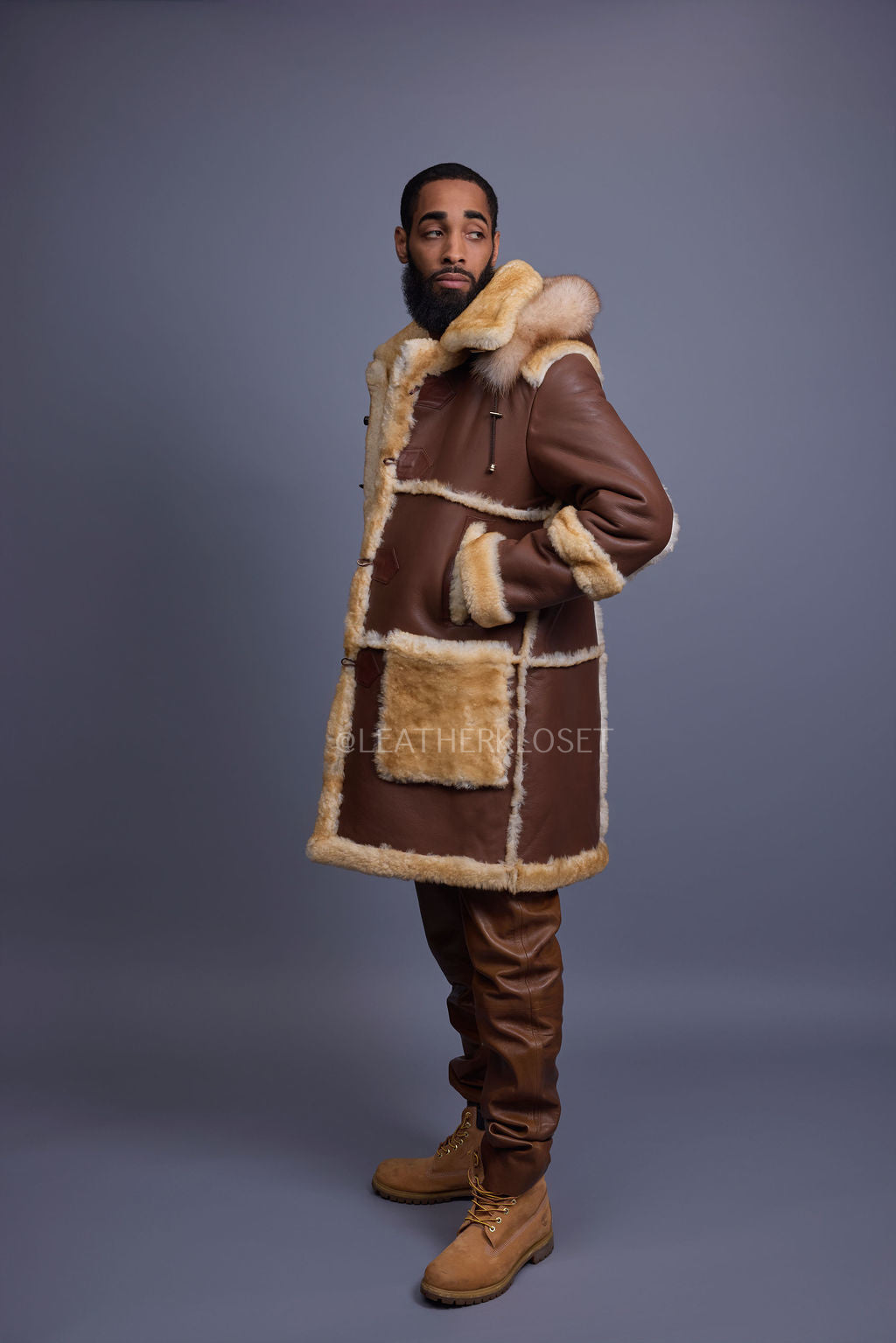 Men's Stealth Real Sheepskin Shearling Duffle [Napa Whiskey]
