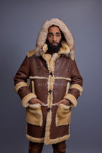 Men's Stealth Real Sheepskin Shearling Duffle [Napa Whiskey]