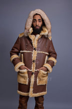 Men's Stealth Real Sheepskin Shearling Duffle [Napa Whiskey]