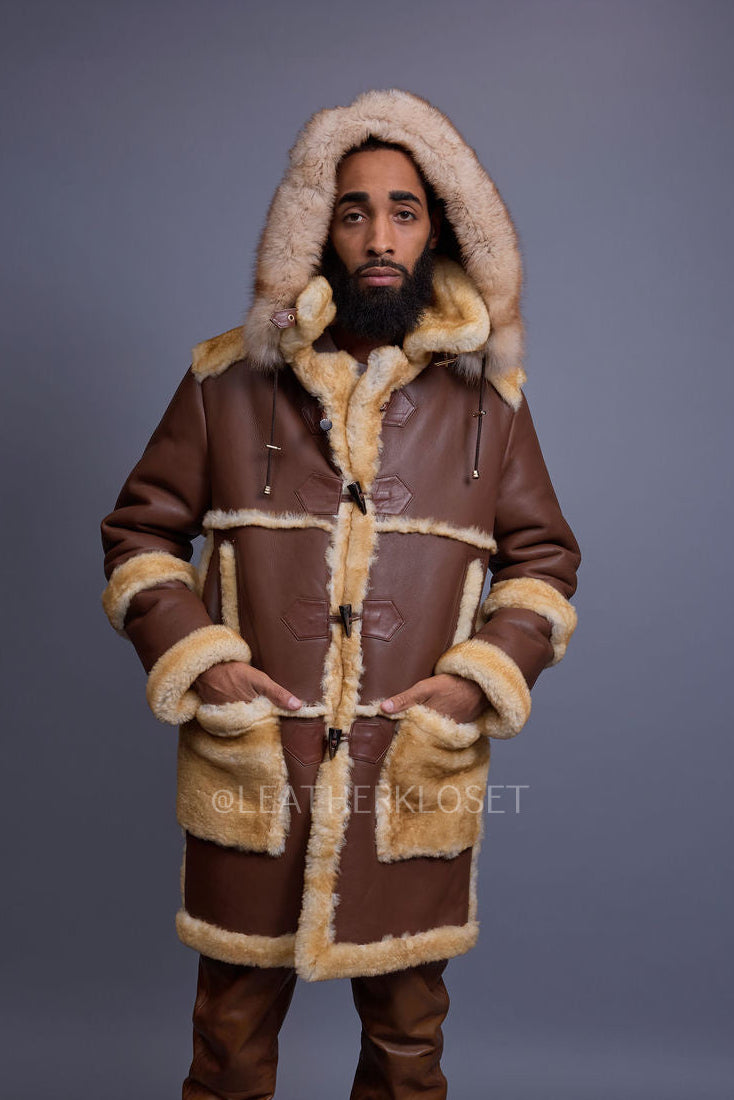 Men's Stealth Real Sheepskin Shearling Duffle [Napa Whiskey]
